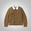 Men’s "Canyon-Thermal" Jacket | Dark Brown Premium Corduroy | Vintage Shearling Collar Winter Coat | Full Grain Apparel