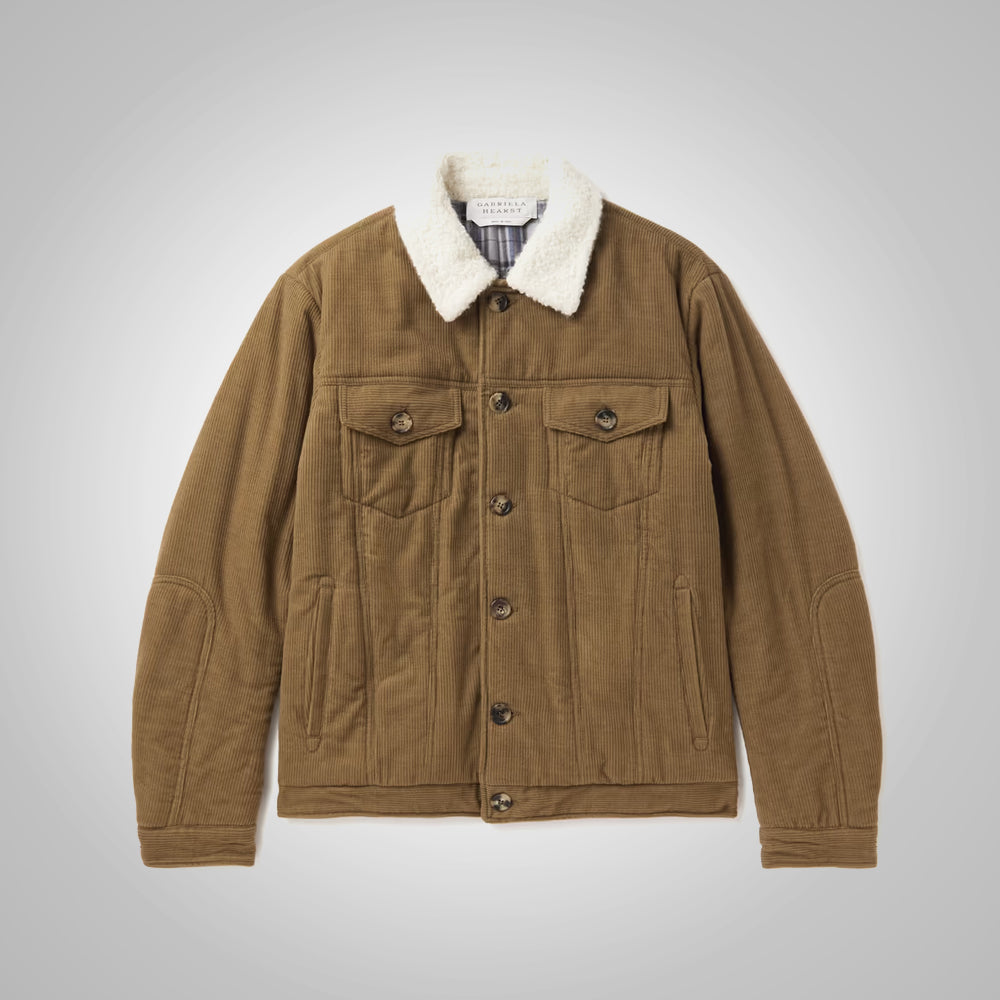 Men’s "Canyon-Thermal" Jacket | Dark Brown Premium Corduroy | Vintage Shearling Collar Winter Coat | Full Grain Apparel