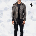 Men’s Allaric Alley Distressed Brown Leather Biker Jacket | Rugged Heritage | Full Grain Apparel