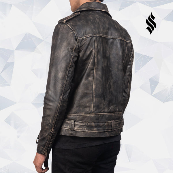 Men’s Allaric Alley Distressed Brown Leather Biker Jacket | Rugged Heritage | Full Grain Apparel
