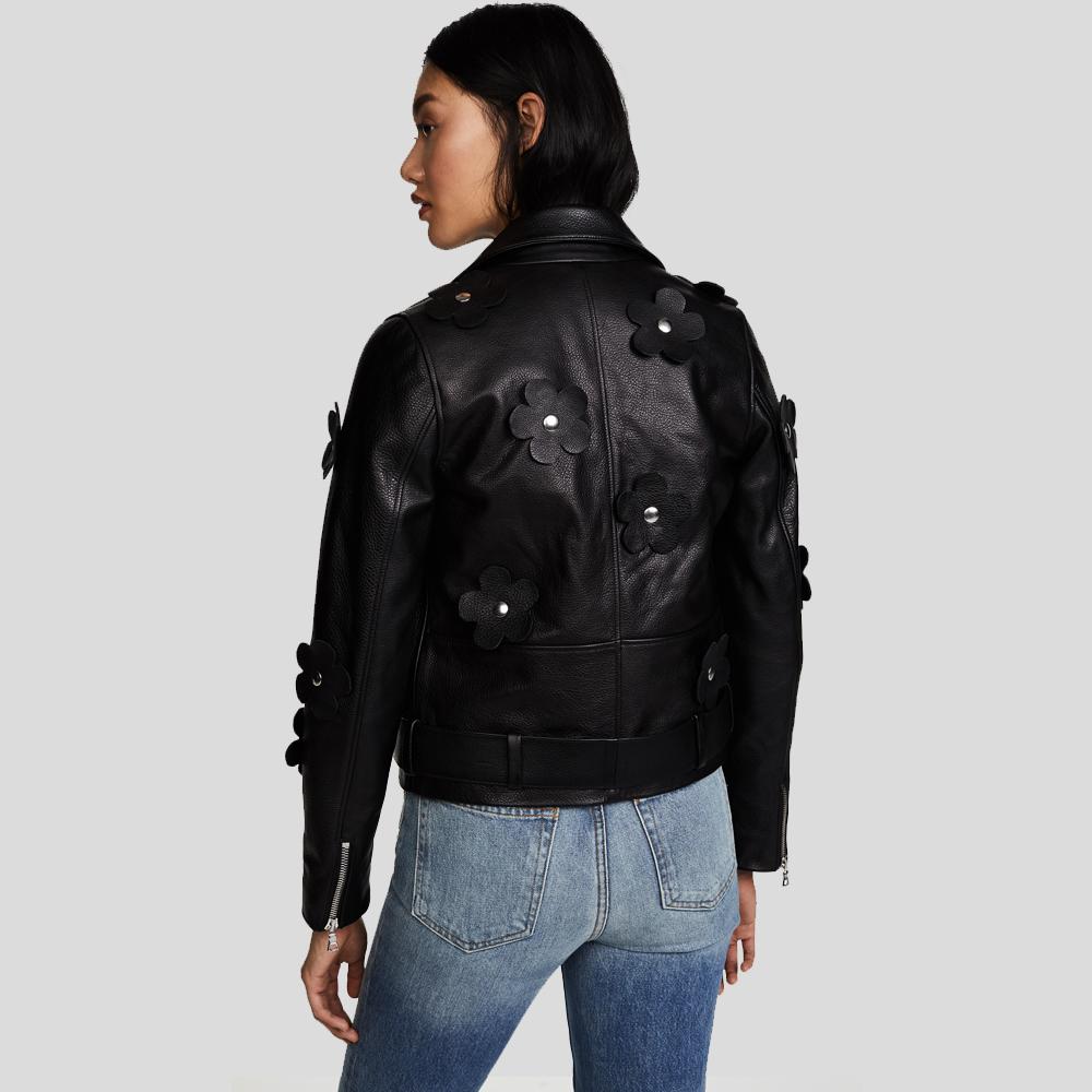 Women’s Florence Black Biker Leather Jacket | Full Grain Apparel