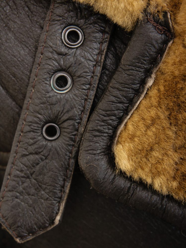 Abrigo largo de invierno de piel de cordero marrón para hombre | Prendas de piel de grano completo