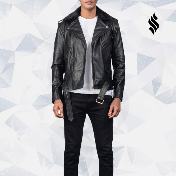Men’s Furton Black Biker Leather Jacket | Rugged Urban Edge | Full Grain Apparel