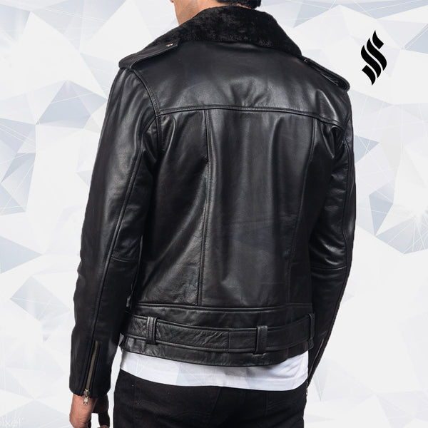 Men’s Furton Black Biker Leather Jacket | Rugged Urban Edge | Full Grain Apparel