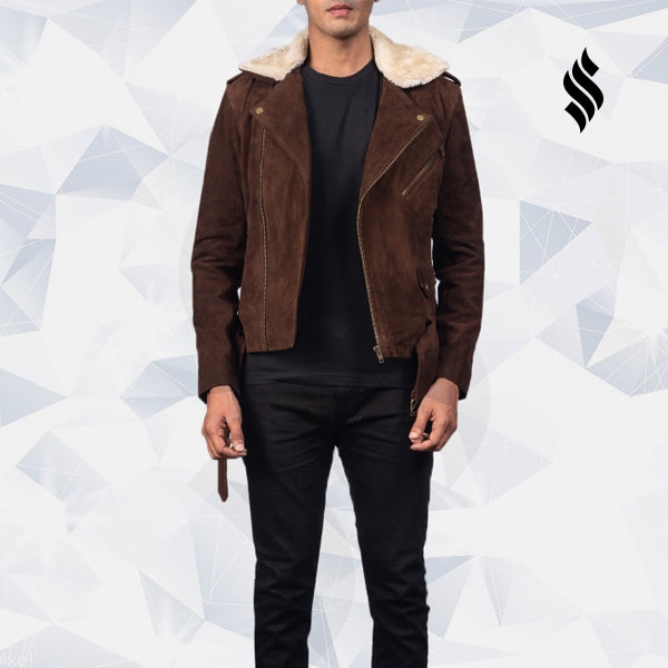 Men’s Suede Shearling Leather Jacket | Rugged Winter Sophistication | Full Grain Apparel