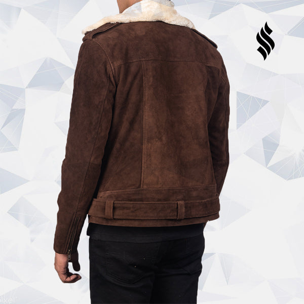 Men’s Suede Shearling Leather Jacket | Rugged Winter Sophistication | Full Grain Apparel