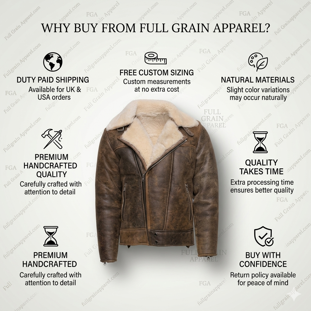 Men's B3 Shearling Leather Aviator Jacket | Vintage Flight Style | Full Grain Apparel