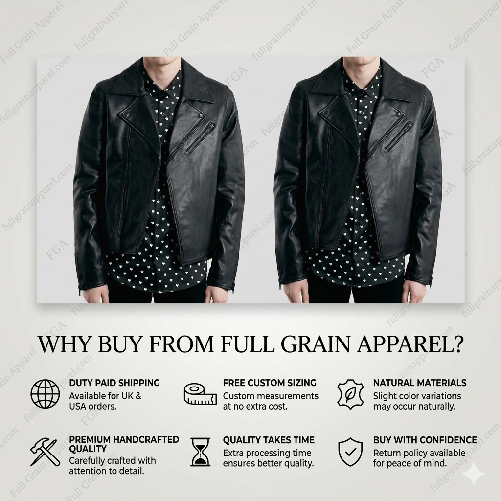 Men's Black Leather Cafe Racer Jacket | Premium Moto Style | Full Grain Apparel