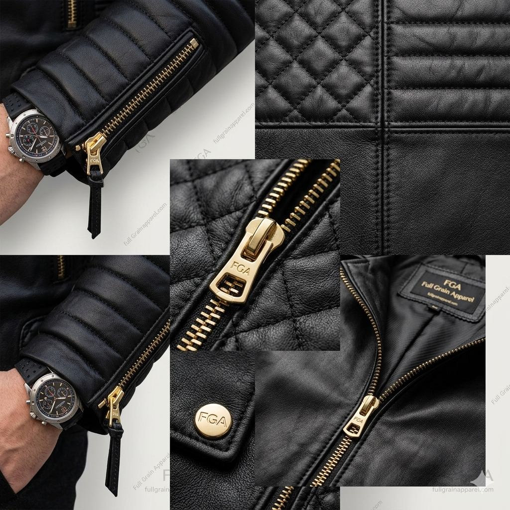 Men's Black Quilted Biker Leather Jacket | Moto Style | Full Grain Apparel