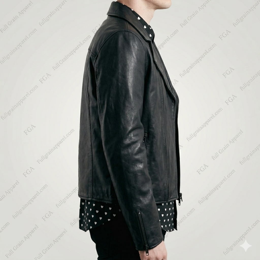 Men's Black Leather Cafe Racer Jacket | Premium Moto Style | Full Grain Apparel