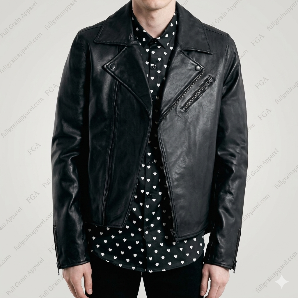 Men's Black Leather Cafe Racer Jacket | Premium Moto Style | Full Grain Apparel