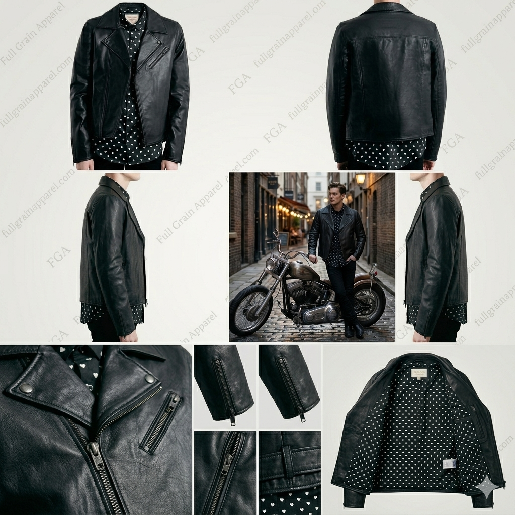Men's Black Leather Cafe Racer Jacket | Premium Moto Style | Full Grain Apparel