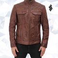 The "Gordon" | Men’s Two-Pocket Waxed Brown Leather Jacket | Full Grain Apparel