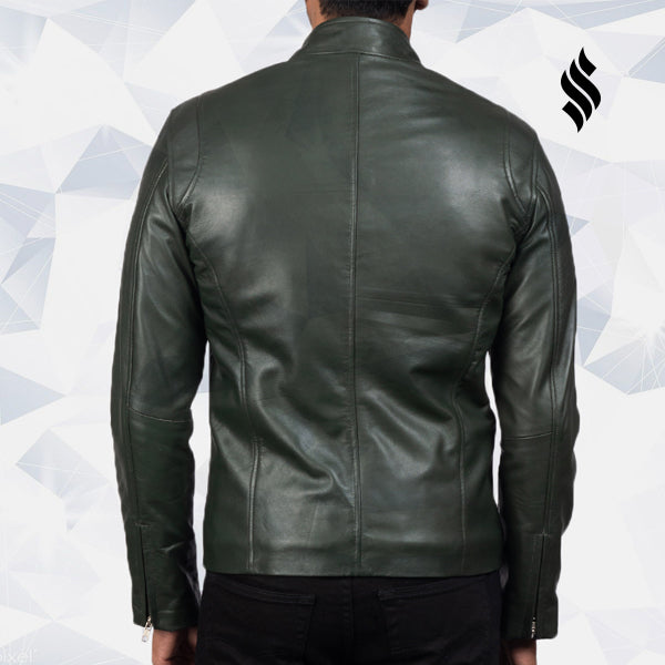 Men’s Ionic Style Green Biker Leather Jacket | Rugged Heritage | Full Grain Apparel