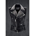 Men’s Handmade Rock Punk Belted Black Leather Vest | Full Grain Apparel