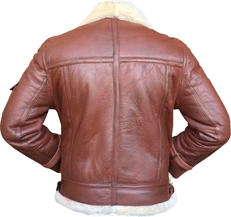Men’s Handmade Flying Leather Jacket with Fur | Aviator Style | Full Grain Apparel