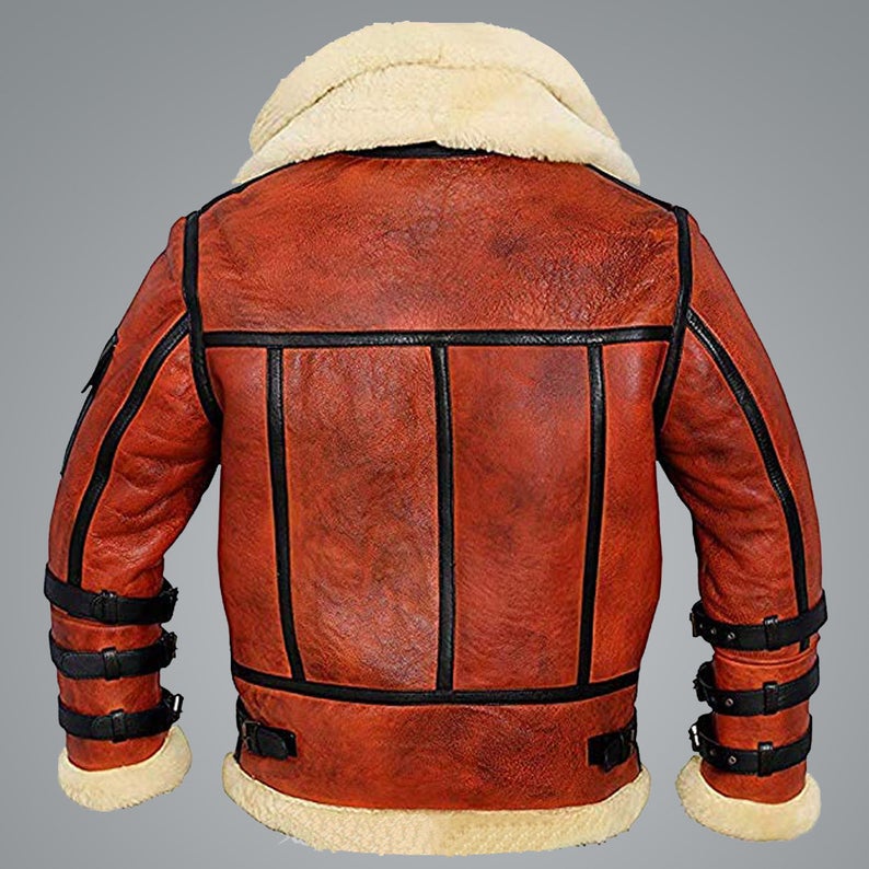 Chaqueta bomber de aviador RAF B6 de piel de oveja encerada para hombre | Prendas de piel plena flor