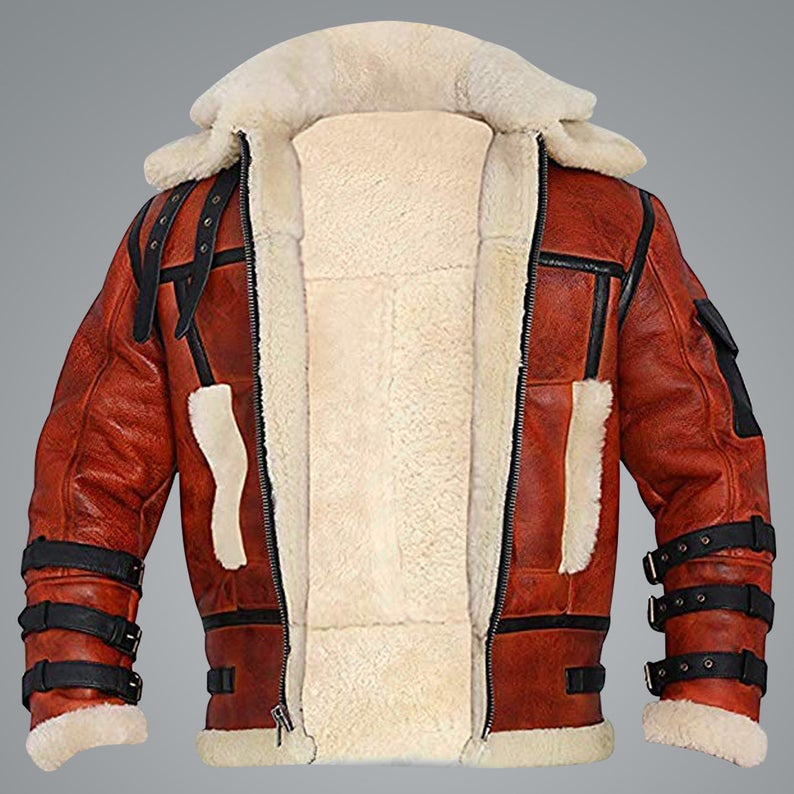 Chaqueta bomber de aviador RAF B6 de piel de oveja encerada para hombre | Prendas de piel plena flor