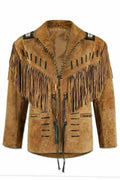 Men’s Handmade Western Suede Leather Fringe Jacket | Full Grain Apparel
