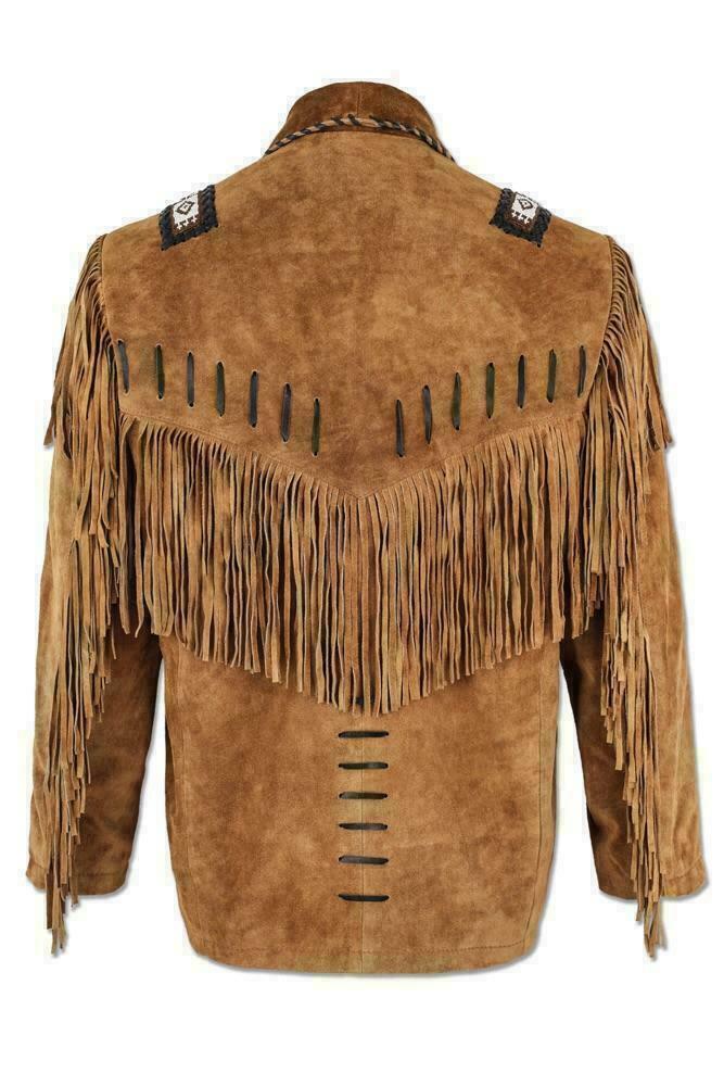 Men’s Handmade Western Suede Leather Fringe Jacket | Full Grain Apparel