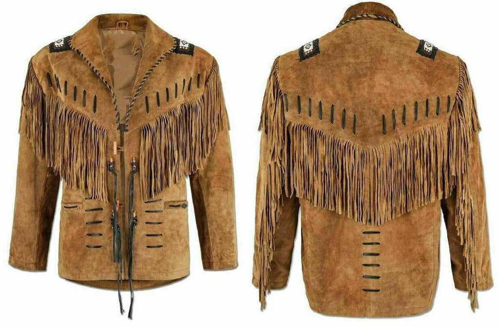 Men’s Handmade Western Suede Leather Fringe Jacket | Full Grain Apparel