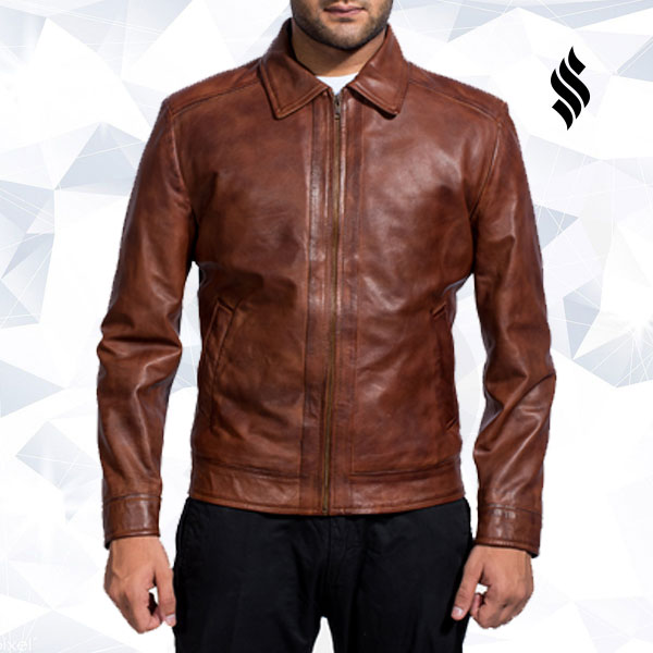 The "Inferno" | Men’s Burnished Cognac Leather Jacket | Full Grain Apparel