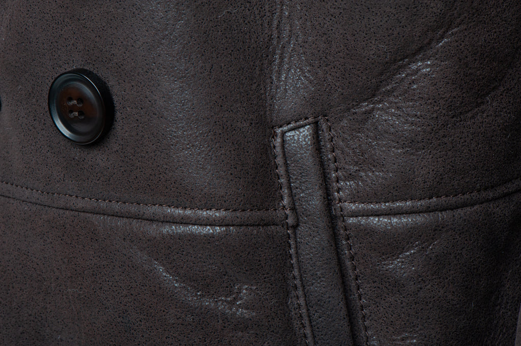Men's Jozef's 3/4 Length Brown Shearling Coat | Spanish Merino | Full Grain Apparel