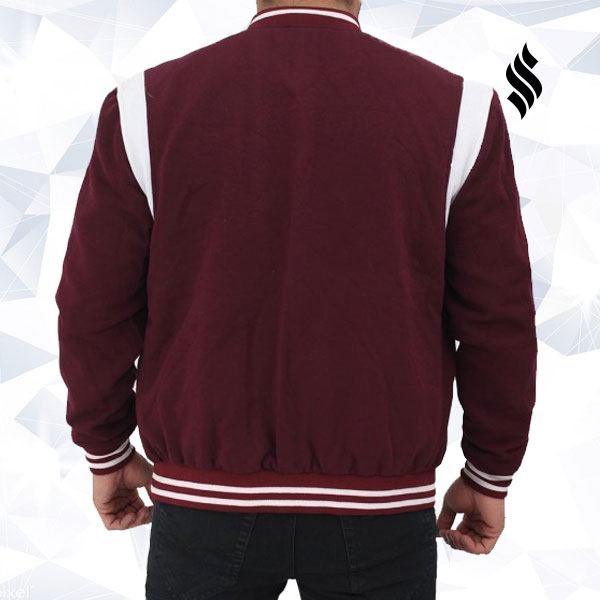 Men’s Jesse Maroon Letterman Jacket | Classic Varsity Bomber | Full Grain Apparel
