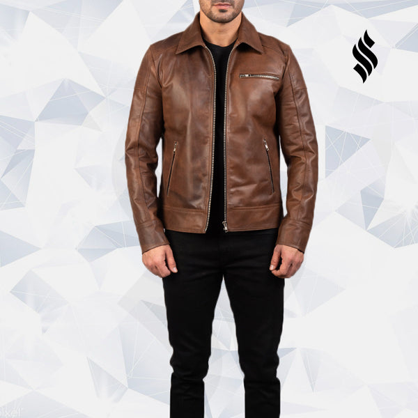 Men’s Lavendard Brown Biker Leather Jacket | Rugged Heritage | Full Grain Apparel
