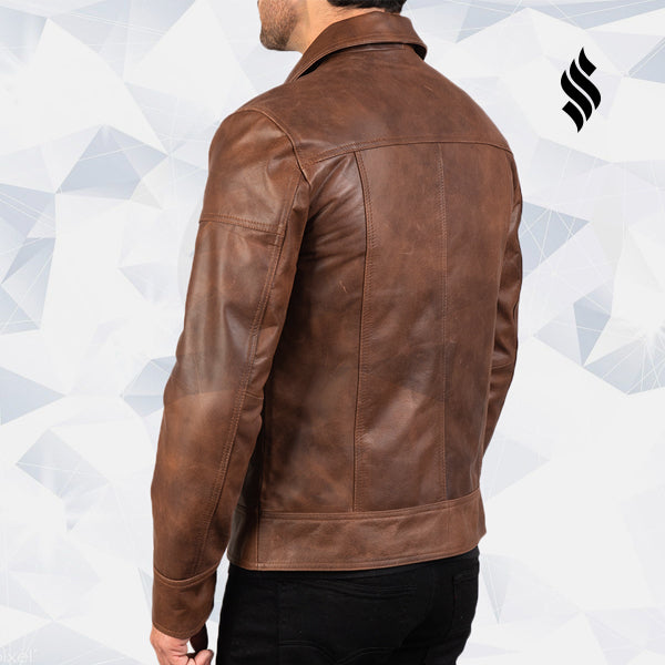 Men’s Lavendard Brown Biker Leather Jacket | Rugged Heritage | Full Grain Apparel