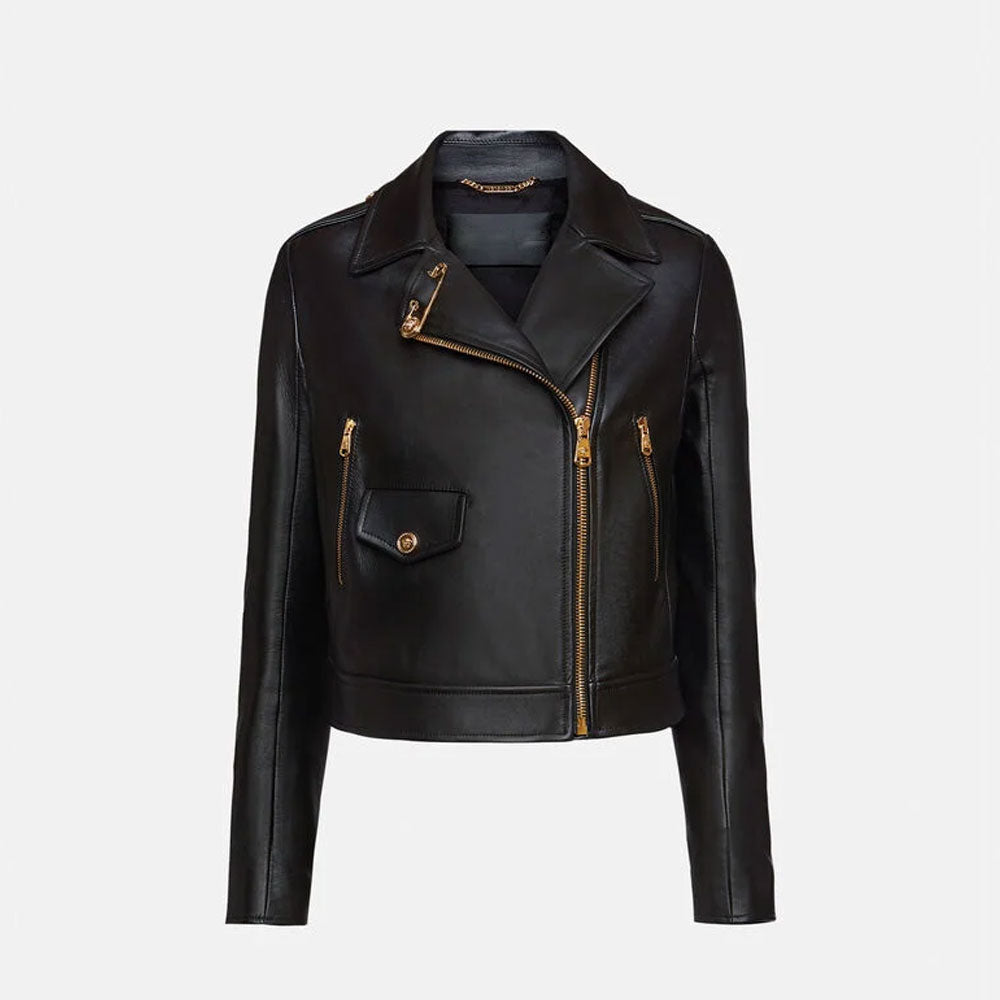 Women’s Black Biker Leather Jacket | Signature Full-Grain Moto | Full Grain Apparel