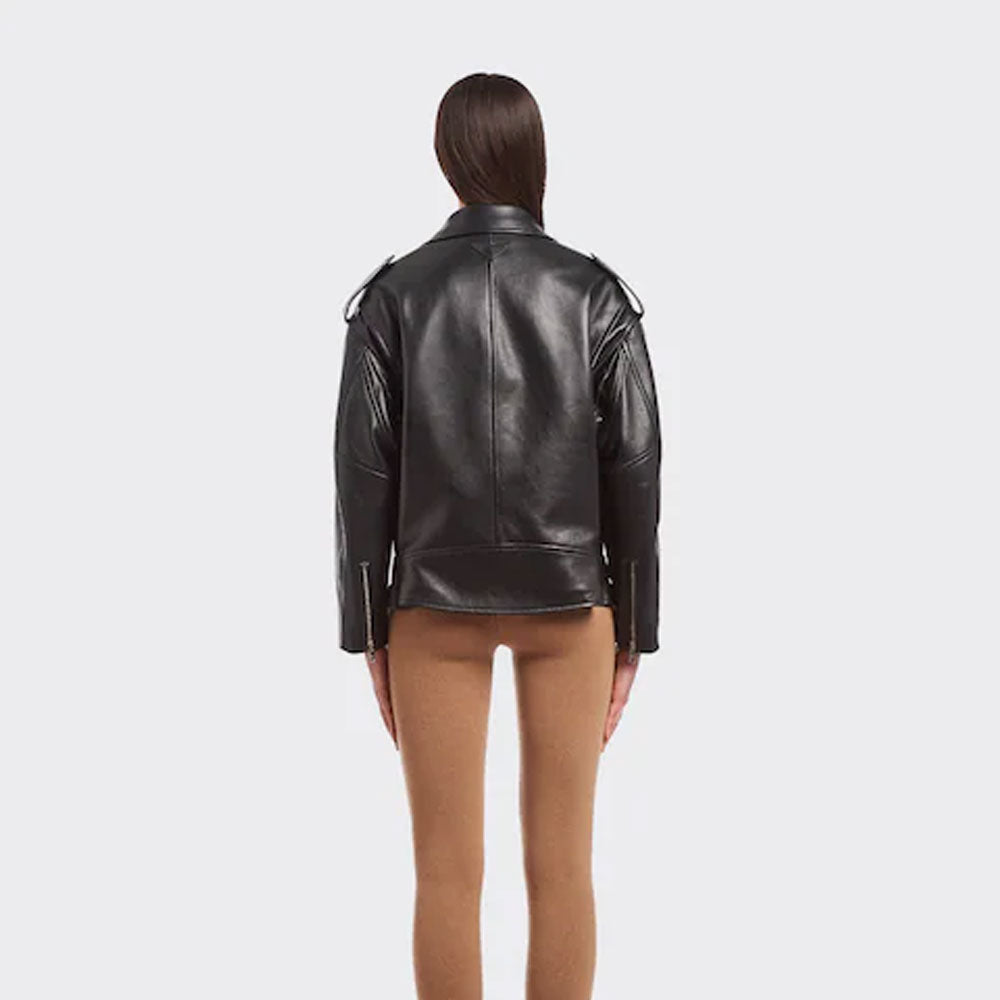 Women’s Black Lambskin Biker Leather Jacket | Ultra-Soft Premium Moto | Full Grain Apparel
