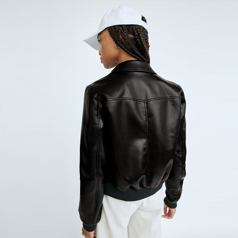Women’s Black Aviator Sheepskin Shearling Motorbike Bomber | Triple-Hybrid Flight & Moto Jacket | Full Grain Apparel