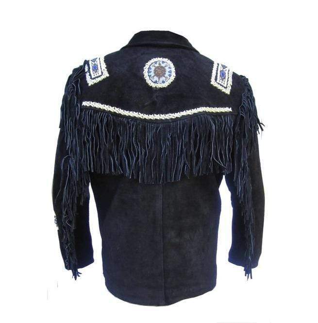 Men’s Handmade Black Western Suede Fringe Jacket | Full Grain Apparel