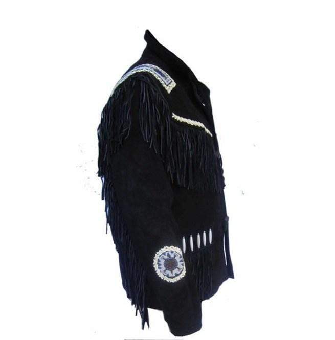 Men’s Handmade Black Western Suede Fringe Jacket | Full Grain Apparel