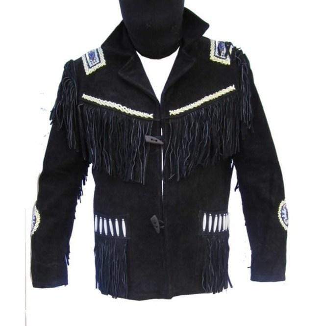 Men’s Handmade Black Western Suede Fringe Jacket | Full Grain Apparel