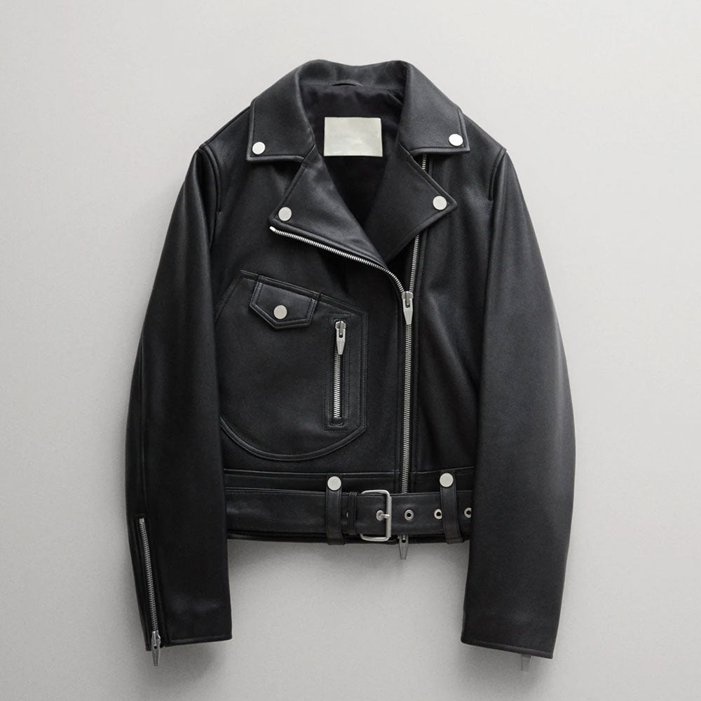 Women’s Black Lambskin Biker Leather Jacket | Ultra-Soft Premium Moto | Full Grain Apparel
