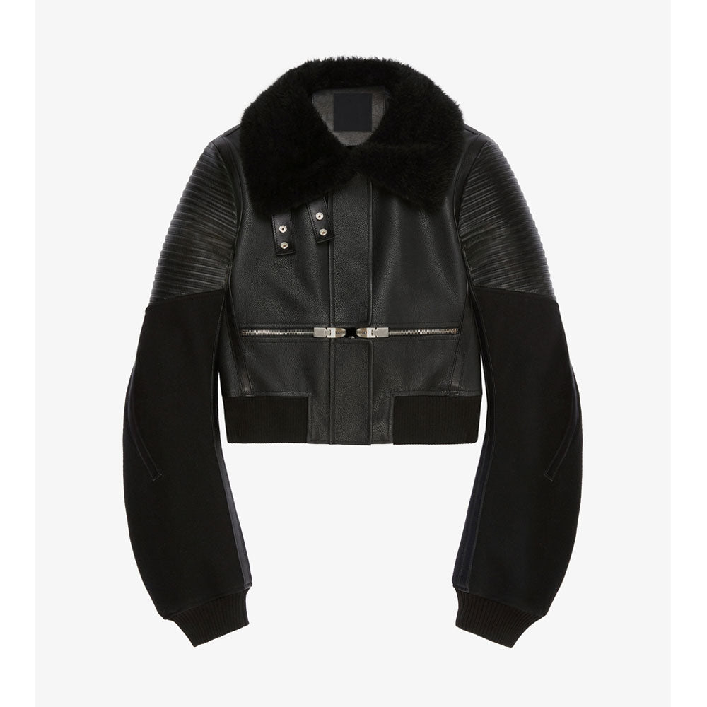 Women’s Black RAF Sheepskin Shearling Aviator Motorbike Bomber | Tactical Winter Flight Jacket | Full Grain Apparel