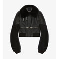 Women’s Black RAF Sheepskin Shearling Aviator Motorbike Bomber | Tactical Winter Flight Jacket | Full Grain Apparel