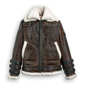 Men’s Double Tone Brown Shearling Aviator Leather Jacket | Full Grain Apparel