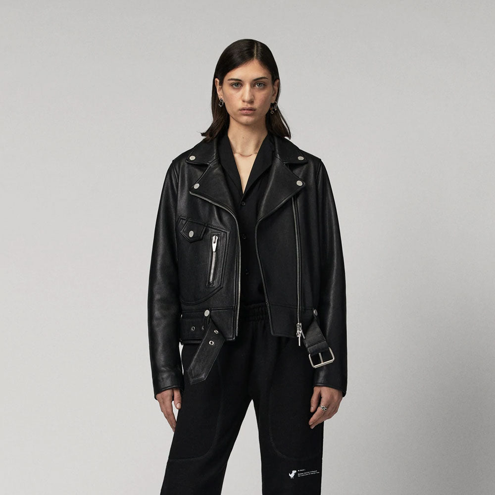 Women’s Black Lambskin Biker Leather Jacket | Ultra-Soft Premium Moto | Full Grain Apparel