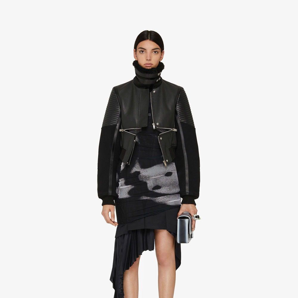 Women’s Black RAF Sheepskin Shearling Aviator Motorbike Bomber | Tactical Winter Flight Jacket | Full Grain Apparel