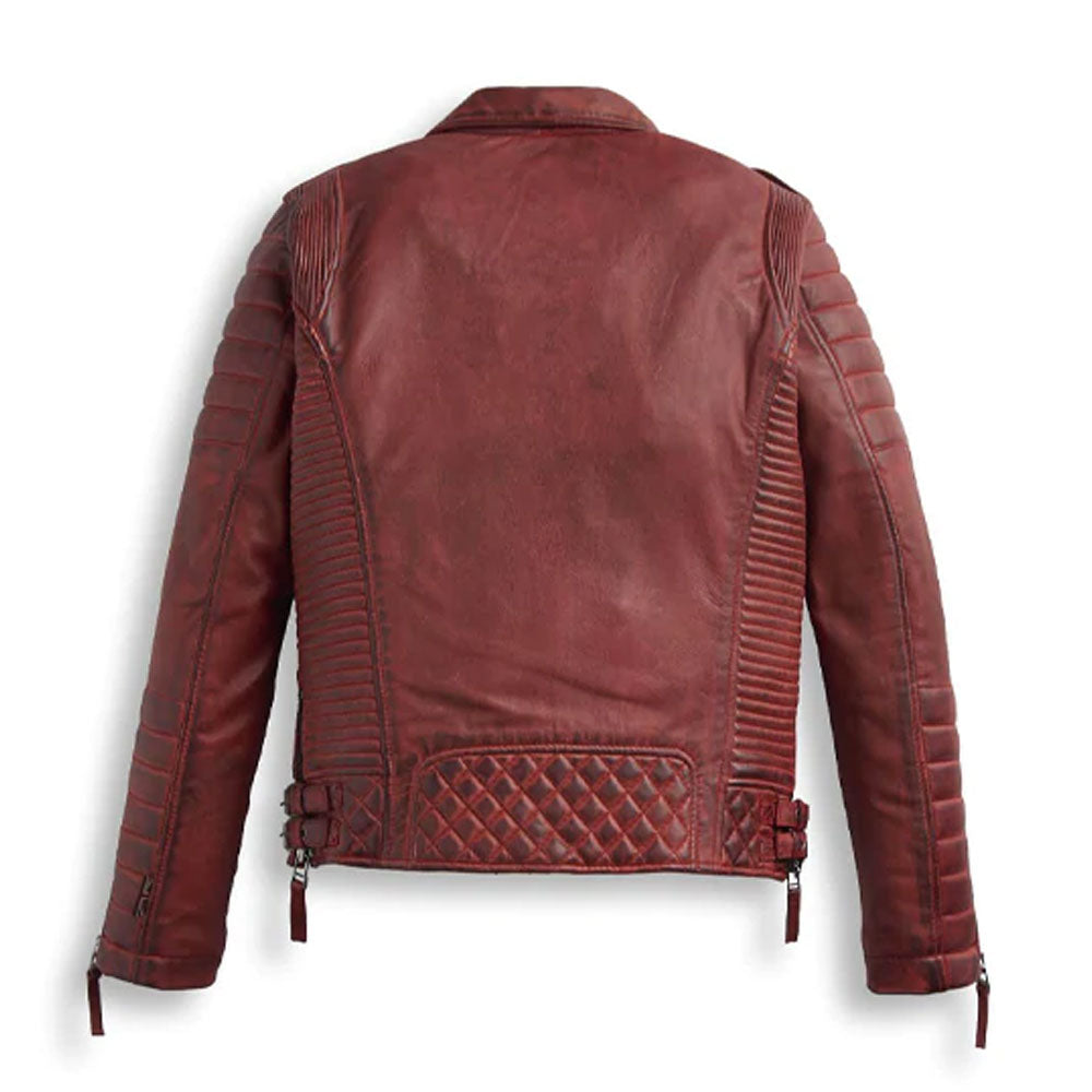Men’s Red Leather Motorbike Biker Jacket - High-Visibility Grade | Full Grain Apparel