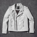 Men’s White Pearl Biker Leather Jacket - Iridescent Moto Edition | Full Grain Apparel