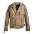 Men’s Desert Brown Waxed Biker Leather Motorbike Jacket | Full Grain Apparel