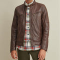 Men’s Brown Leather Moto Biker Jacket | The Heritage Roadster | Full Grain Apparel