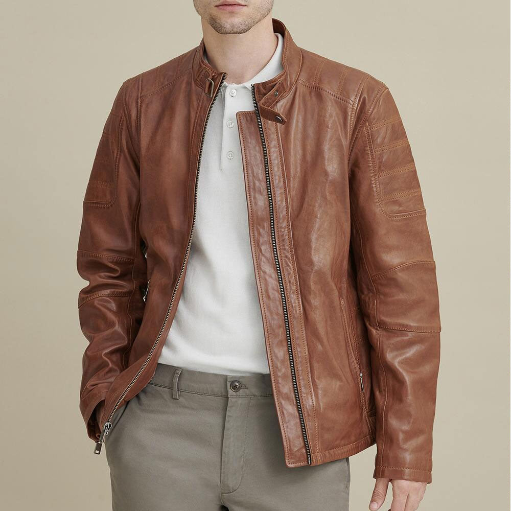 Men’s Brown Biker Leather Moto Jacket | The Earth-Tone Road Legend | Full Grain Apparel