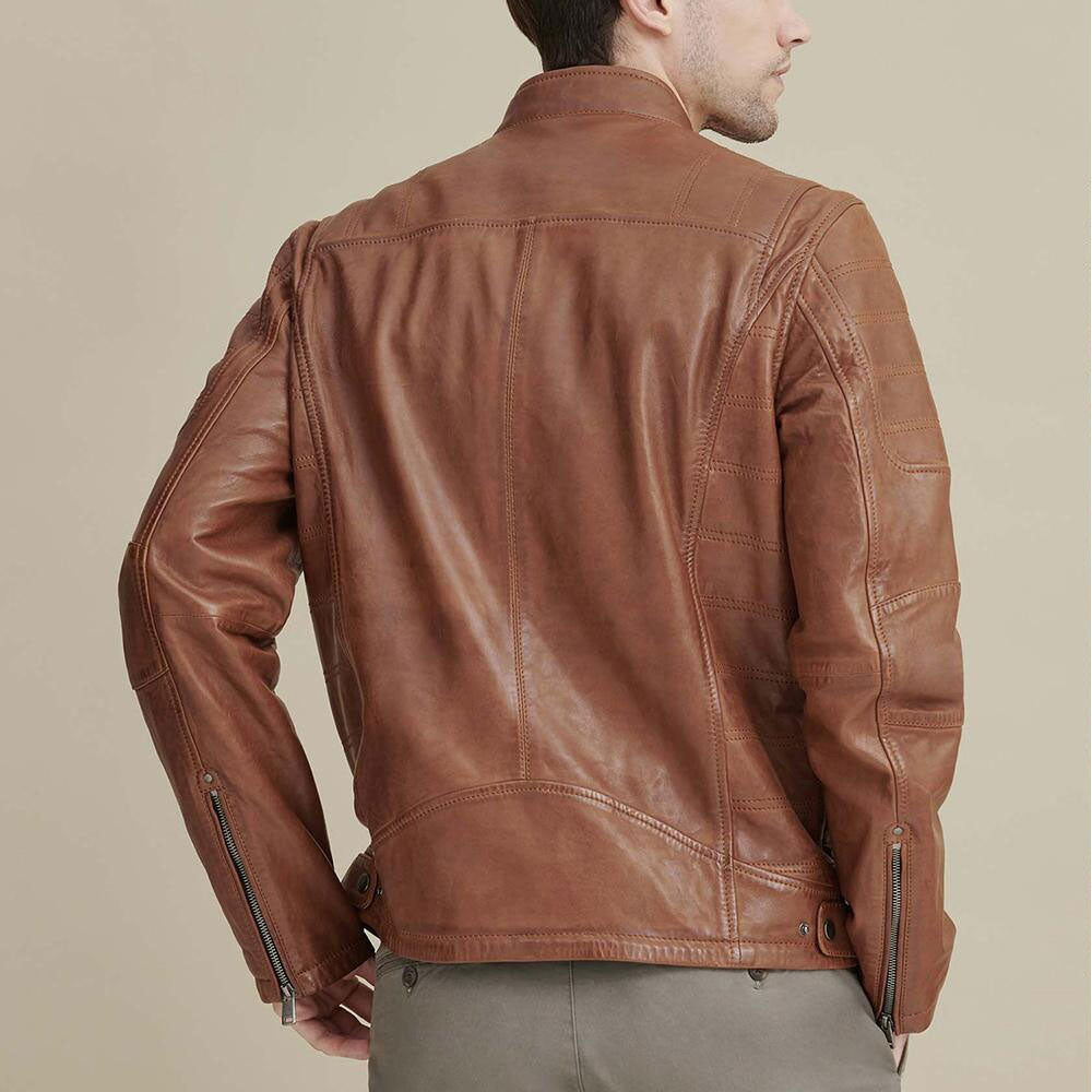 Men’s Brown Biker Leather Moto Jacket | The Earth-Tone Road Legend | Full Grain Apparel
