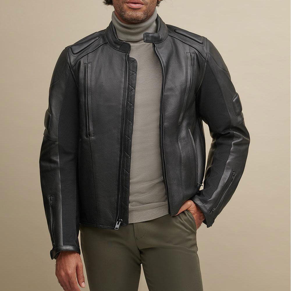 Men’s Black Leather Performance Rider Biker Jacket | The High-Velocity Standard | Full Grain Apparel