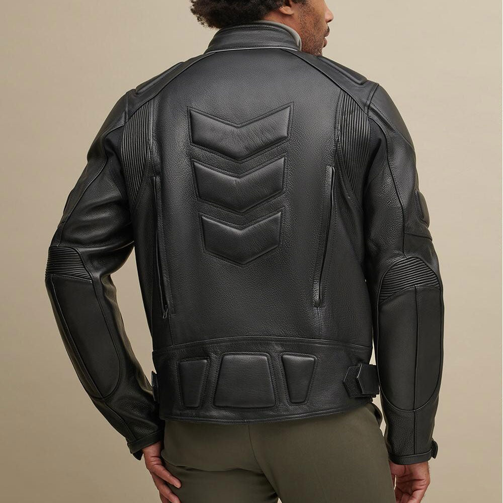 Men’s Black Leather Performance Rider Biker Jacket | The High-Velocity Standard | Full Grain Apparel
